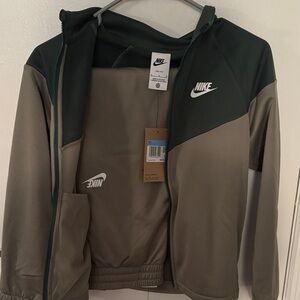 Nike Two-Tone Dark Green and Olive Zip Hoodie